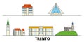 Italy, Trento flat landmarks vector illustration. Italy, Trento line city with famous travel sights, skyline, design.