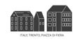 Italy, Trento, Piazza Di Fiera, travel landmark vector illustration