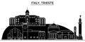 Italy, Trieste architecture vector city skyline, travel cityscape with landmarks, buildings, isolated sights on
