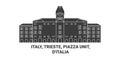 Italy, Trieste, Piazza Unit, D'italia travel landmark vector illustration Royalty Free Stock Photo