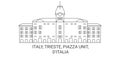 Italy, Trieste, Piazza Unit, D'italia travel landmark vector illustration Royalty Free Stock Photo