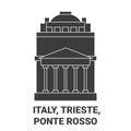 Italy, Trieste, Ponte Rosso travel landmark vector illustration