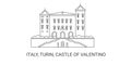Italy, Turin, Castle Of Valentino, travel landmark vector illustration