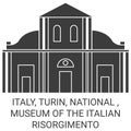 Italy, Turin, National , Museum Of The Italian Risorgimento travel landmark vector illustration Royalty Free Stock Photo