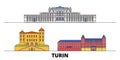 Italy, Turin, Residences Of The Royal House Of Savoy flat landmarks vector illustration. Italy, Turin, Residences Of The