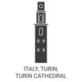 Italy, Turin, Turin Cathedral travel landmark vector illustration