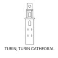 Italy, Turin, Turin Cathedral, travel landmark vector illustration