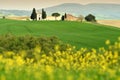 Italy Tuscany - April 24,2018 Cappella Di Vitaleta or Vitaleta Chapel near San Quirico D`Orcia in Tuscany. Royalty Free Stock Photo