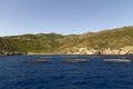 Italy Tuscany Livorno Capraia island, view from the sea, floating fish farms Royalty Free Stock Photo