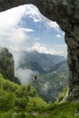 Italy Tuscany Lucca Apuan Alps trekking on Monte Forato also called Pania Forata, the highest swing in the world