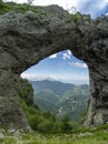 Italy Tuscany Lucca Apuan Alps trekking on Monte Forato also called Pania Forata, the highest swing in the world