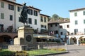 Italy, Tuscany, province of Florence, Greve in Chianti, statue of Giovanni da Verrazzano nella square of the village