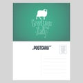Italy, Tuscany vector postcard design with white sheep