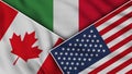 Italy United States of America Canada Flags Together Fabric Texture Effect Illustrations Royalty Free Stock Photo