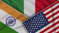Italy United States of America India Flags Together Fabric Texture Illustration