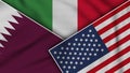 Italy United States of America Qatar Flags Together Fabric Texture Illustration