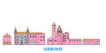 Italy, Urbino City line cityscape, flat vector. Travel city landmark, oultine illustration, line world icons