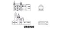 Italy, Urbino City line travel skyline set. Italy, Urbino City outline city vector illustration, symbol, travel sights