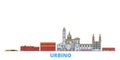 Italy, Urbino line cityscape, flat vector. Travel city landmark, oultine illustration, line world icons