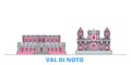 Italy, Val Di Noto line cityscape, flat vector. Travel city landmark, oultine illustration, line world icons