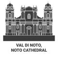 Italy, Val Di Noto, Noto Cathedral travel landmark vector illustration