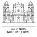 Italy, Val Di Noto, Noto Cathedral travel landmark vector illustration
