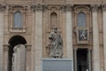 Monumental statue of Saint Peter the Apostle in front of Saint Peter`s Basilica, Piazza San Pietro, Vatican city state, Italy Royalty Free Stock Photo