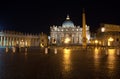 Italy.Vatican.Saint Peter s Square night landscape Royalty Free Stock Photo