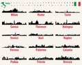 Italy vector cities skylines silhouettes Royalty Free Stock Photo