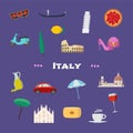 Italy vector illustration with Italian symbols Royalty Free Stock Photo