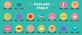 Italy vector illustration with Italian symbols Royalty Free Stock Photo