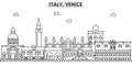 Italy, Venice architecture line skyline illustration. Linear vector cityscape with famous landmarks, city sights, design Royalty Free Stock Photo