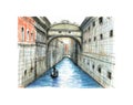 Italy venice bridge sighs illustratio Royalty Free Stock Photo