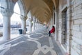 Italy, Venice. Colonnade of the Doge`s Palace in Venice Royalty Free Stock Photo