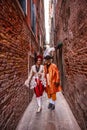Italy, Venice, February 25, 2017. A man and a woman in carnival Royalty Free Stock Photo