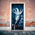 Italy. Venice Flower painted door