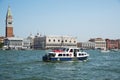 ITALY. VENICE - June 20, 2017: pleasure boats floating on the background of the bell tower of St. Mark`s Cathedral and the Palazzo Royalty Free Stock Photo