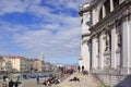 Italy. Venice. Tourists near The Cathedral of Santa Maria della Salute