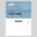 Italy, Venice vector postcard design with gondola