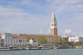 Italy. Venice. Veiw at Bell Tower of San Marco - St Mark's Campanile and Vaporetto station