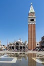 Italy / Venice - 09-08-2017. View of the flooded St. Mark`s Square in Venice