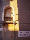 Italy, Venice, window with a sun beam