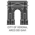 Italy, Verona, Arco Dei Gavi travel landmark vector illustration Royalty Free Stock Photo