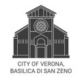 Italy, Verona, Basilica Di San Zeno travel landmark vector illustration