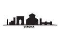Italy, Verona City city skyline isolated vector illustration. Italy, Verona City travel black cityscape