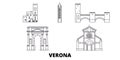 Italy, Verona City line travel skyline set. Italy, Verona City outline city vector illustration, symbol, travel sights