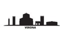 Italy, Verona city skyline isolated vector illustration. Italy, Verona travel black cityscape