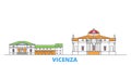 Italy, Vicenza line cityscape, flat vector. Travel city landmark, oultine illustration, line world icons