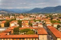 Italy: view of the old city of Pisa from the leaning tower. Panoramic view of the ancient village of San Miniato in the province Royalty Free Stock Photo