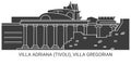 Italy, Villa Adriana Tivoli, Villa Gregorian travel landmark vector illustration